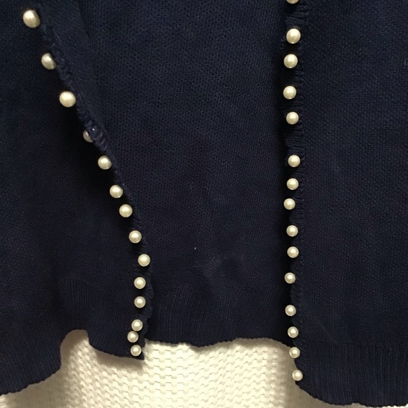 Elegant Navy Sweater with Pearl Accents - Picture 2 of 4